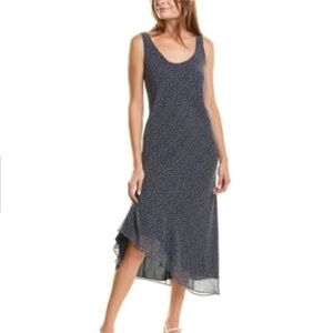 Diane Von Furstenberg DVF Navy Blue Talia Asymmetrical Midi Slip Dress